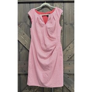 Adrianna Papell‎ Sheath Dress Polka Dot Sleeveless Lined Coral Pink Women's 14